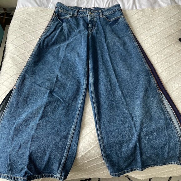 Zara cute baggy wide pants with slit - Picture 2 of 7